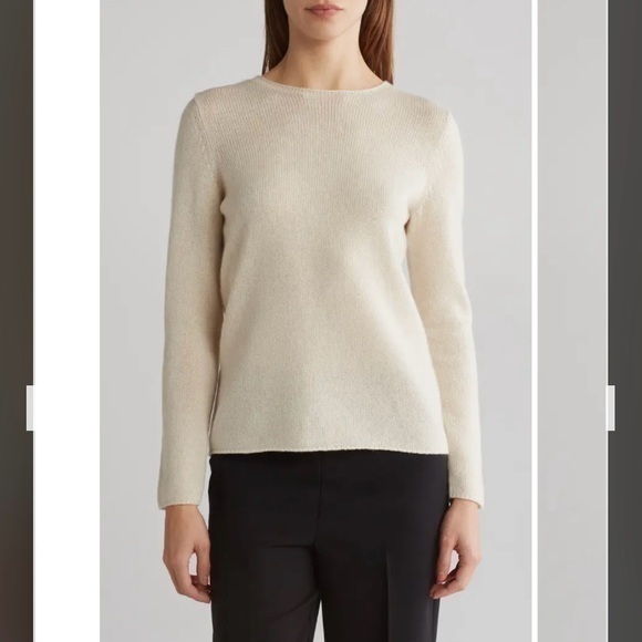 Vince Crewneck Wool & Cashmere Sweater in Heather Ecru Size S - Picture 1 of 5